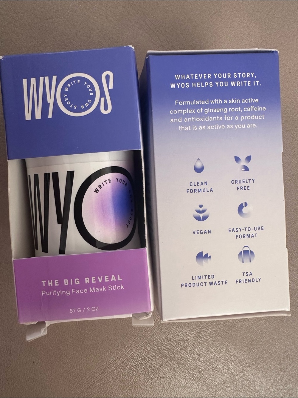 WYOS 2 pack The Big Reveal Purifying Face Mask Stick Write Your Own Story Vegan
